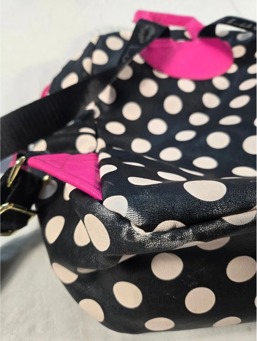 Betsey Johnson Polka Dot Mini Backpack Pink Trim Goth Retro